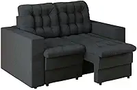 Sofá 2 Lugares Retrátil Lubeck Plush Suede Grafite 140 cm