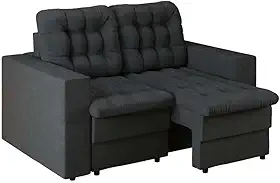 Sofá 2 Lugares Retrátil Lubeck Plush Suede Grafite 140 cm