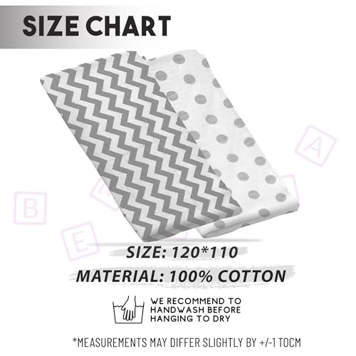 Image of BEMBIKA Bamboo Muslin Swaddle Wrap Baby 120X110 Cm Stroller Blanket Receiving Blanket for Newborn |Grey Polka & Zigzag (Pack of 2)