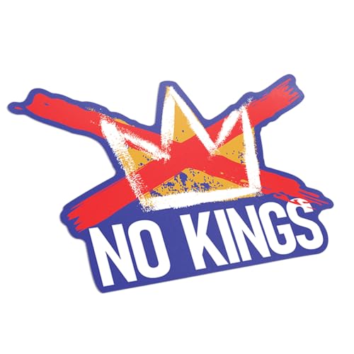 No Kings Sticker 5 Inch Vinyl Decal Anti-Authority Crown Graphic Waterproof UV-Printed Sticker for Cars Windows Laptops Bumpers KCD5027