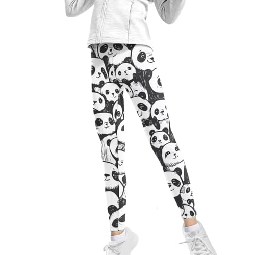 doginthehole Girls Leggings Cute Pandas Pattern Casual Yoga Pants Tights Trousers for Kids Size 6-7 Years