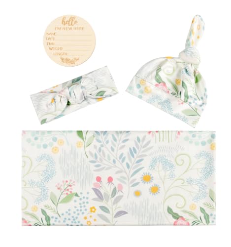 Image of Newborn Baby Swaddle Sets with Headband and Beanie