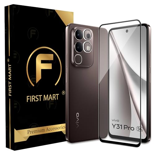 Image of FIRST MART Military-Grade Tempered Glass Camera Lens for Vivo Y31 Pro 5G (6.72 Inch) With Silver Camera Ring Guard & Installation Kit | Edge-to-Edge Protector Coverage | Silver