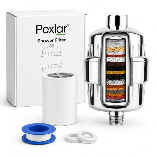 Image of Pexlar SFA01 Pro - Water Filter for Tap - Hard Water Softener for Tap & Shower - Control Hair Fall - for Better Hair and Skin - with Lemon Cartridge - 1 Pack