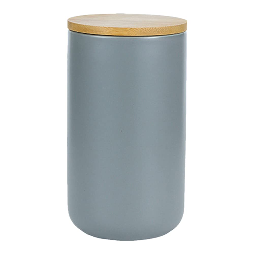 OnePine Ceramic Food Storage Jars Containers with Airtight Bamboo Lid - 1000ml/34 oz Grey Color Kitchen Storage Canisters for Coffee, Sugar, Tea, Candy, Cookie and Spice