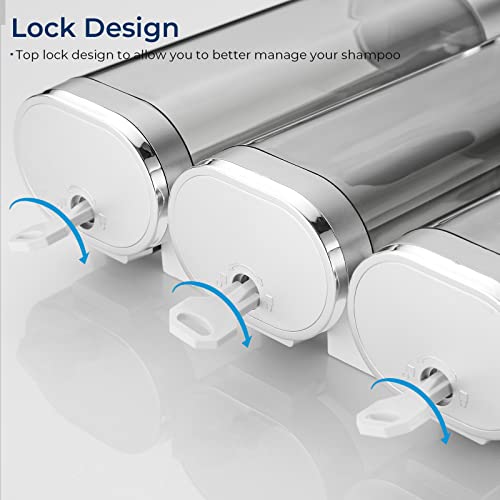 Pollock Shampoo And Conditioner Dispenser, Pollock Shower Dispenser 3 Chamber No Drill Shampoo Dispenser For Shower Wall Mounted Shampoo Conditioner Body Wash Dispenser For Bathroom,Large Capacity,Silver thumb #7