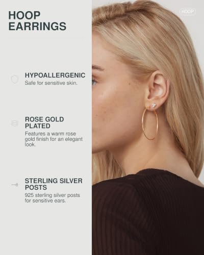 Image of PAVOI Gold Hoop Earrings for Women, 14K Gold Plated Paddle-Back Hoops | Large Hoop Earrings, Lightweight Hoops, Gold Hoops, 925 Sterling Silver Posts
