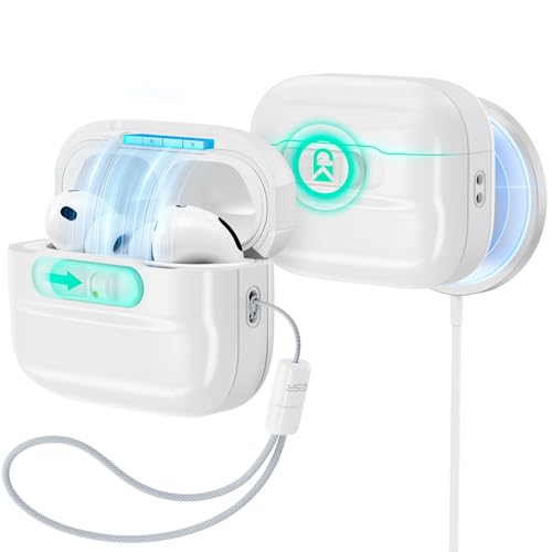Image of ESR for AirPods Pro 3 Case (2025), Compatible with AirPods Pro 3 (USB-C Cable), MagSafe Ready, Magnetic Lid Lock, Full Drop Protection Cover with Lanyard, White