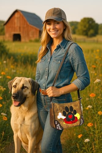 Dog Paw Print Handbag Small Crossbody Bag Shoulder Purse Women Wallet Set2