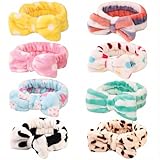 8 Pack Spa Headband, Coral Fleece Makeup Headband Cosmetic Headband for Washing Face, Bow Headbands for Shower Terry Cloth Headbands for Women Facial Hair Band