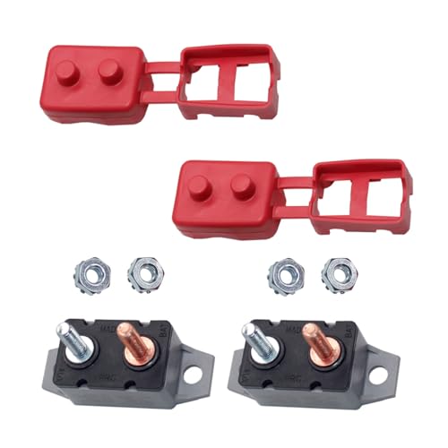 CGEAMDY 2 Piezas Disyuntor De Reinicio Automático, 12V - 24V Disyuntores De Reinicio Automático, Para Cargadores De Batería, Camiones, Coches Eléctricos Y Suministros Automoción(50A)