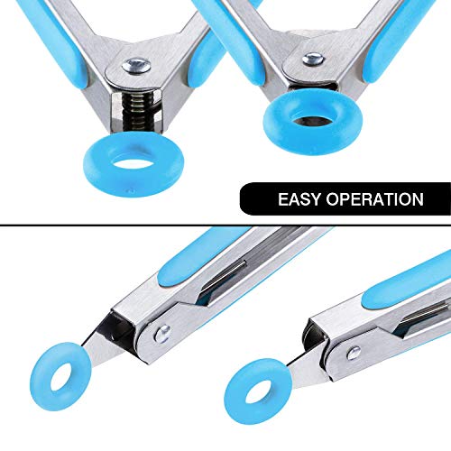 Image of Premium Steel and Siliconel Heat Resistant Kitchen Tongs for Cooking | Non Scratch Silicone Tip for Pans,Air Fryer,Barbeque, Serving | 10 inch - 230C Heat-Resistant (Pack of 01) (Blue)