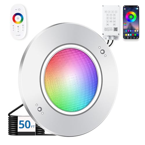 Zenhagu Pool Lights for Inground Pools, 10" LED RGBW Color‑Changing Pool Lights, IP68 Waterproof, AC 120V, 50 ft Cord, Controller, App & Remote Control, Fits 10" Pool Niche