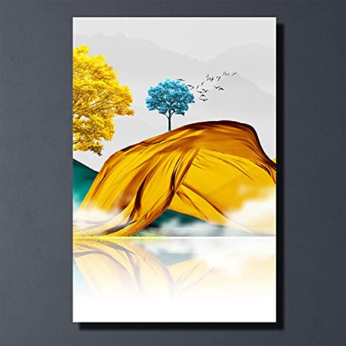 Póster de paisaje dorado abstracto para decoración de salones nórdicos 4