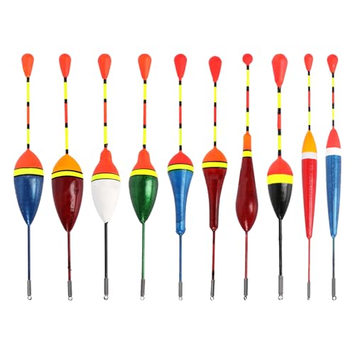 Funalix Lot de 10 Flotteurs de pêche- à la Truite avec Plomb de 10 Tailles, kit Complet pour la pêche dans Les Lacs, Les étangs et Les rivières