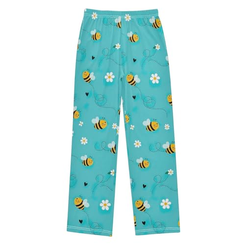 CHIFIGNO Sleep Pjs Lounge Pants Cute Bees Blue Pajama Bottoms Size 13-14 Pants with Pockets