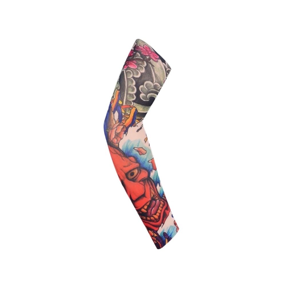 1 manga unisex de verano con tatuaje falso para hombres y mujeres, protección solar, protección UV, hip hop, punk, tatuaje deslizante (8, 5 piezas), 8 (Reino Unido), Talla única