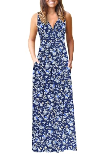 Image of AUSELILY Women's Sleeveless Formal Dress Deep V Neck Loose Plain Cocktail Long Maxi Dresses with Pockets 2026 New