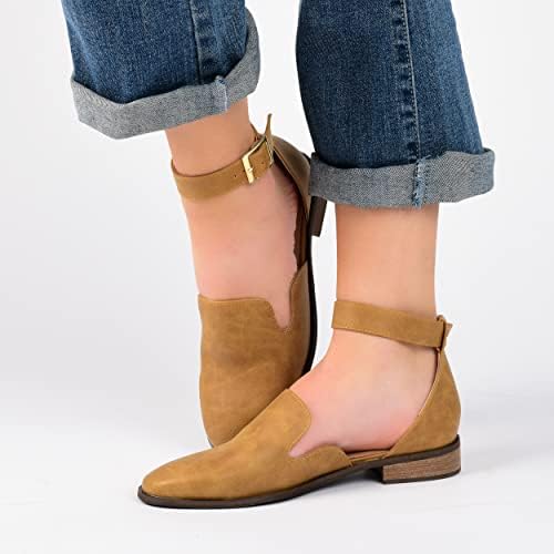 Journee Collection Womens Loreta Flat in Medium and Wide Widths with Ankle Strap, Ivory, 11 | Image 5