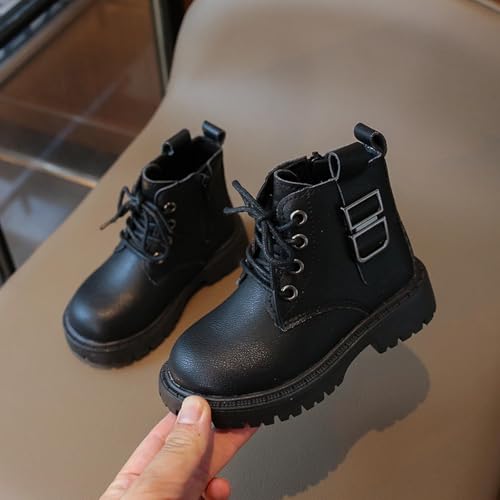Girls Ankle Boots Lace-up Side Zipper PU Leather Boot Kids Winter Fashion Warm Waterproof Outdoor Snow Booties2