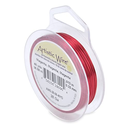 Image of Artistic Wire, 28 Gauge Tarnish Resistant Colored Copper Craft Jewelry Wrapping Wire, Magenta, 40 yd