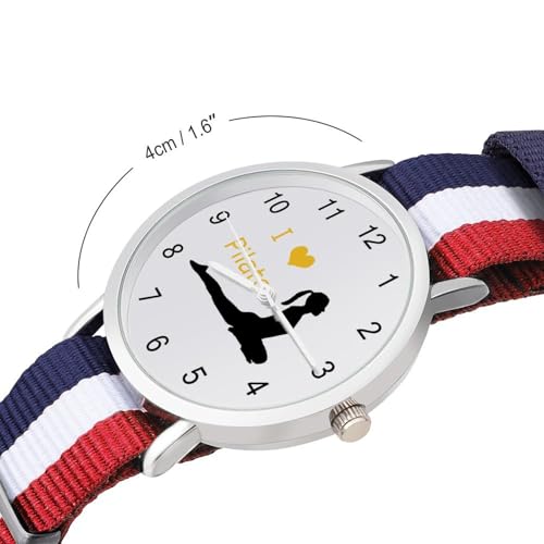 I Love Pilates Yoga Lightweight Wrist Watch Adjustable Nylon Band Outdoor Sport Work Wrist Watch Easy to Read Time2