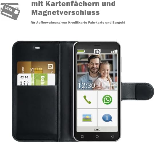 Fixgut Phone Case Compatible with PEAQ PSP 400, Protective Case, Premium Bookcase Leather Case with Card Slots and Stand Function for PEAQ PSP 400, Black