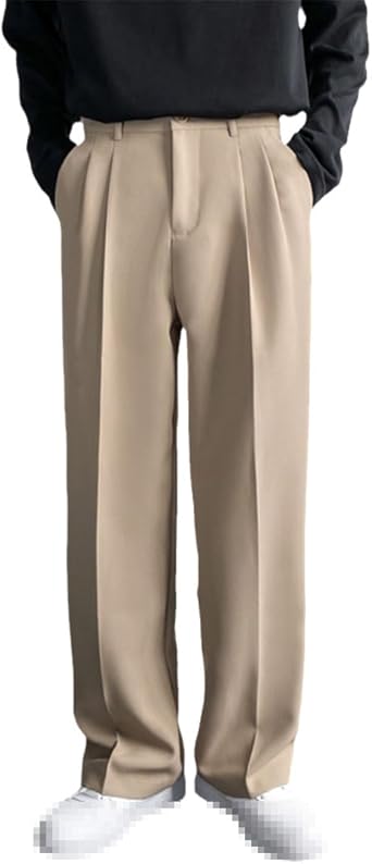 Vogrtcc Men's Wide Leg Suit Pants Casual Straight Trousers