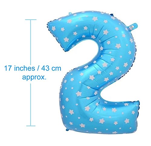 Image of AMFIN 17 inch 2 Number Foil Balloon, Birthday Decoration Items [Helium Supported] - Blue