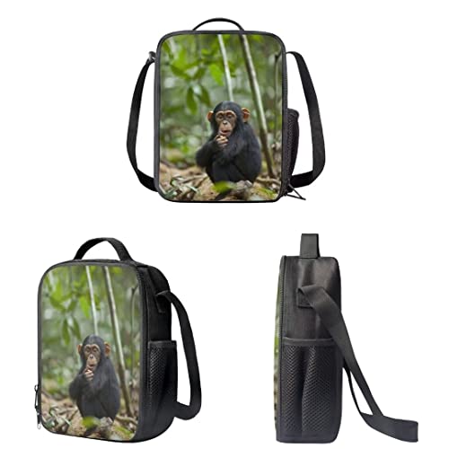 SYtrade Chimpanzee Lightweight Travel School Backpack with Lunch Bag Set for Girls Teens Kids3