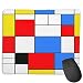 Tappetino per mouse per ufficio personalizzato,Linee colorate Mondrian rettangoli geometrici， Tappetino per mouse da gioco quadrato in gomma antiscivolo ， Scrivania personalizzata, 9,5 "x 7,9"