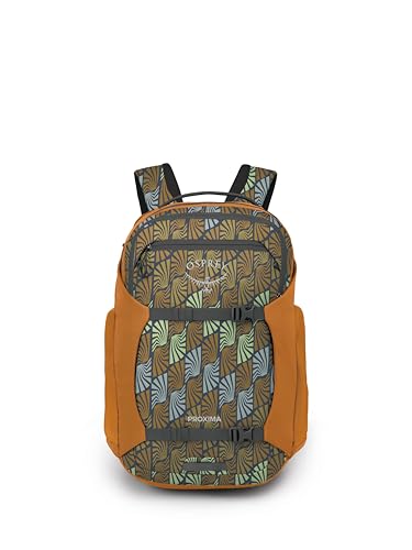 Image of Osprey Proxima 30L Campus Laptop Backpack - Organized Everyday Pack with Tech Storage, Bottle Pockets, and Comfortable Carry - Perfect for College, Commute, and Travel, Kazuma Print /Toffee Orange