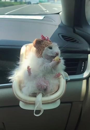 Hamster Car Seat Vent Mount - Adjustable Small Animal Safety Carrier with Secure Buckle, for Hamsters, Gerbils, Mice in Vehicles and Small Animals(White)