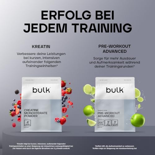 Bulk Pure Whey Protein Pulver | Geschmacksneutral | 26g Protein & 5g BCAAs pro Portion | Whey Konzentrat Shake | Wenig Zucker | Unterstützt Muskelaufbau & Regeneration | Vegetarisch | 1kg