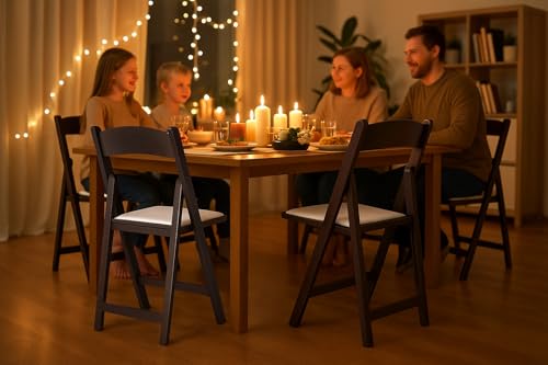 Image of BTEXPERT Resin Folding Chair Vinyl Padded Seat Indoor Outdoor Lightweight Set for Home Event Party Picnic Kitchen Dining Church School Weddings Set of 2 Brown