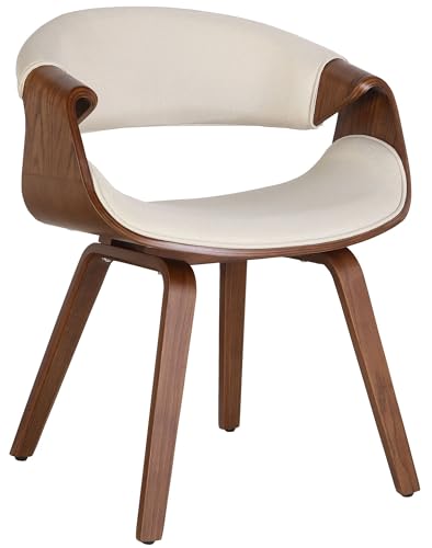 CLP Chaise de Salle à Manger Foley I avec accoudoirs et piètement en Bois I Chaise de Cuisine et de Salon, Couleur:crème, Matériel:Tissu