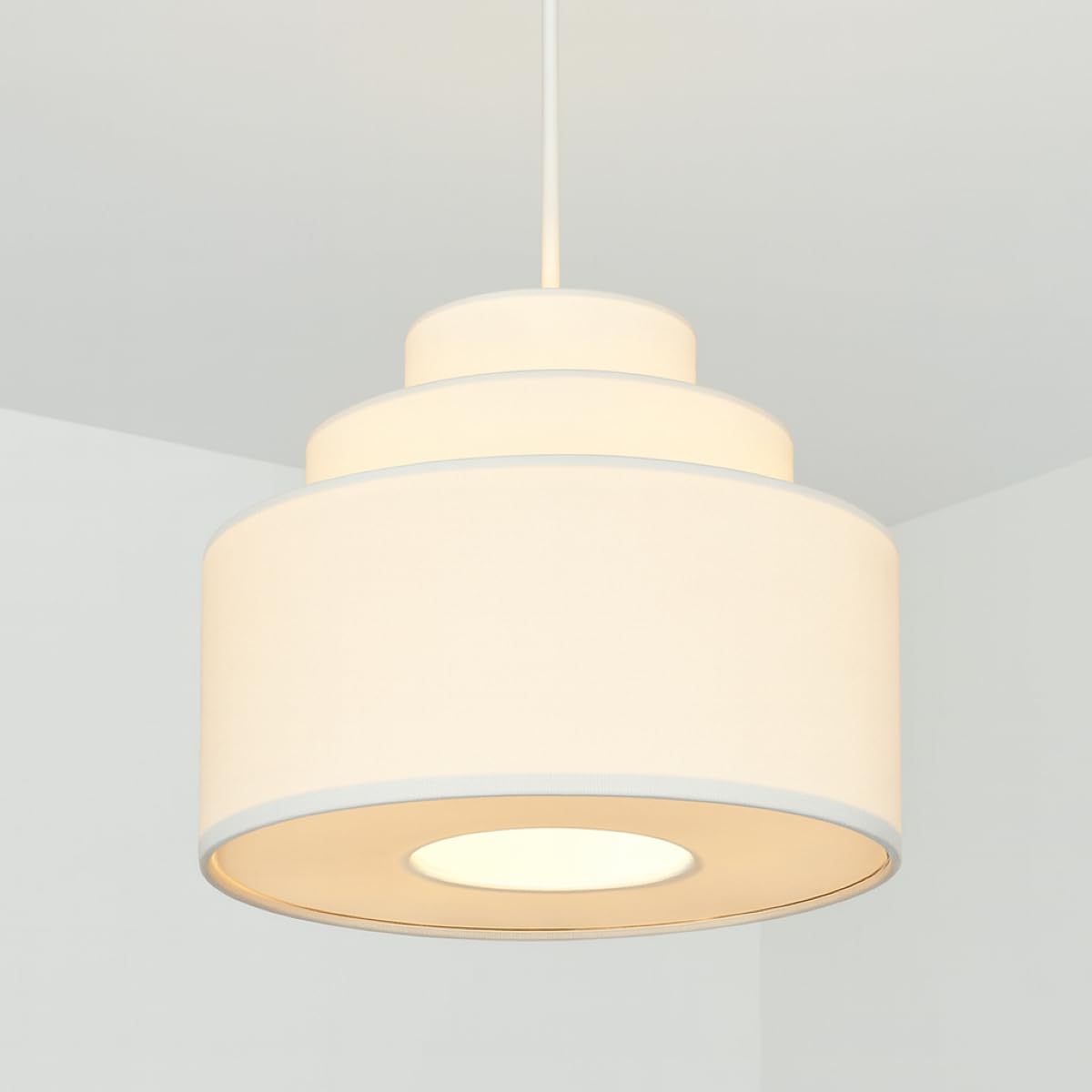 CGC Lighting 3 Tier Lampshade 30cm Ceiling Pendant Table Lamp Bedside Bedroom Lounge Hallway Kitchen (3 Tier White)