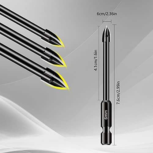 10Pcs Glass and Tile Drill Bit,1/4 Hex Shank 6mm Multi-Purpos Glass Concrete Drill Bit Set For Mirror and Ceramic Tile on Concrete and Brick Wall. 5 10Pcs Glass and Tile Drill Bit,1/4 Hex Shank 6mm Multi-Purpos Glass Concrete Drill Bit Set For Mirror and Ceramic Tile on Concrete and Brick Wall. - Image 5