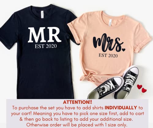 Mr Mrs Matching Shirts For Couples, Personalized Honeymoon Shirts, Cute Newlywed Shirt for Husband and Wife, Just Married, Wedding Gift, Custom Matching Couples T-shirt.4