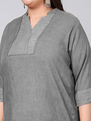 Image of Indietoga Women's Plus Size Embroidered Cotton Linen Tunic Tops (2XL to 10XL)