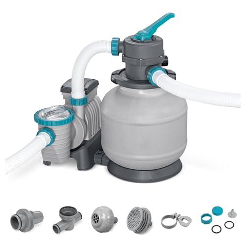 Bestway 2,200 Gallon Sand Filter Pump for 300 to 11,200 Gallon Above Ground Outdoor Swimming Pools with ChemConnect Clean Water Dispenser