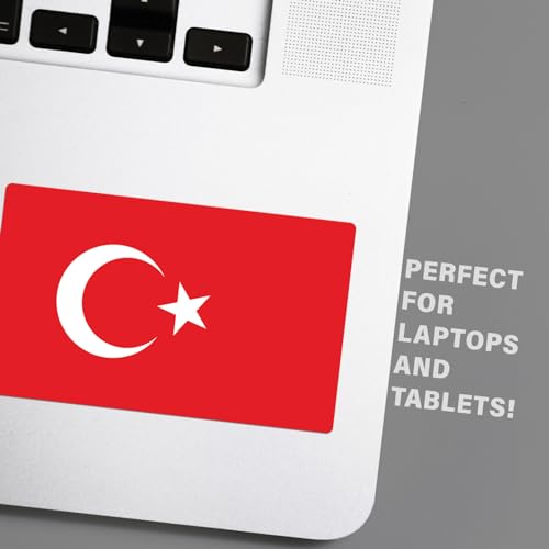 Image of World Country Flag Decal Stickers - Two Pack - for Cars Windows Bumpers Laptops Tablets Tumblers Cups Walls (Turkey)