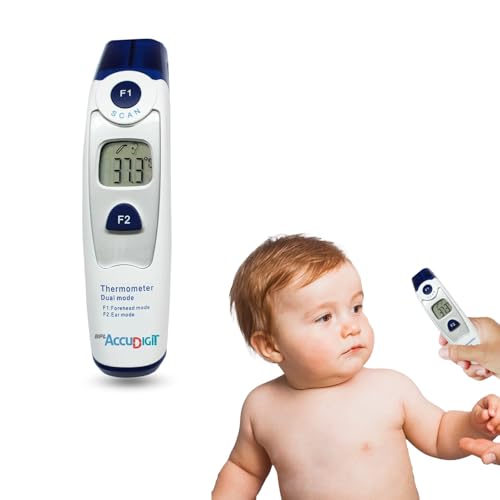 Image of BPL Medical Technologies Accu Digit Non Contact Dual Infrared Thermometer for Babies and Adults with Color Coded Fever Guidance - (White)