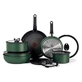 T-fal Ingenio Expertise Non Stick Cookware Set 14 Piece, Induction, Oven Broiler Safe 500F, Cookware, Pots and Pans Set, RV, Camping, Frying Pans, Dishwasher Safe, Detachable/Removable Handle, Green