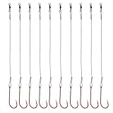 10pcs Fishing Wire Leader Hook Rigs Baitholder Fishing Hook Nylon Coated Fishing Wire Leader with Swivel 3/0 2/0 1/0 1# 2# 4# 6# (6.4inch, 2#-10pcs)