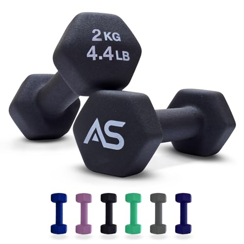Allure Sphere Neoprene Dumbbell Set For Home Gym Exercise - Anti Slip Fitness Equipment For Pilates Cardio Training - Anti Sweat Hex Dumbbells in 1Kg 2Kg 3Kg 4Kg 5Kg In Pair (Black 2Kg*2=4Kg)