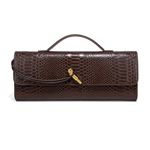 Beaguful Womens Fashion Leather Clutch Bag Crocodile Print Evening Handbag Crossbody Tote Bag Chocolate