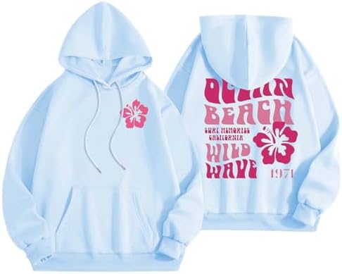 Womens Oversized Sweatshirts Floral Print Hoodies Pullover Casual Crewneck Long Sleeve Tops Comfy Clothes