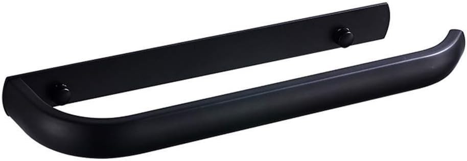 Punch Free Stainless Steel Black Towel Bar Bathroom European Style Kitchen Towel Ring Wall-Mounted Towel Holder A407 (Color : Black Size : 28.58.5cm)