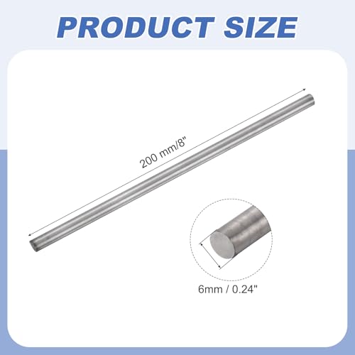 QUARKZMAN Titanium Rundstab 0.24 Zoll Durchmesser(6mm) 8 Zoll Länge GR2 Metall Massiv TA2 Titanium Rundstab Stange Für Modellflugzeug Auto Schiff DIY Handwerk